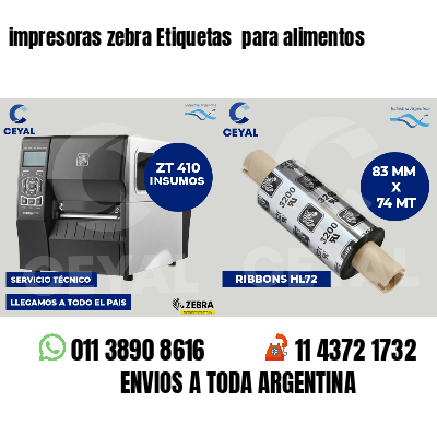 impresoras zebra Etiquetas  para alimentos