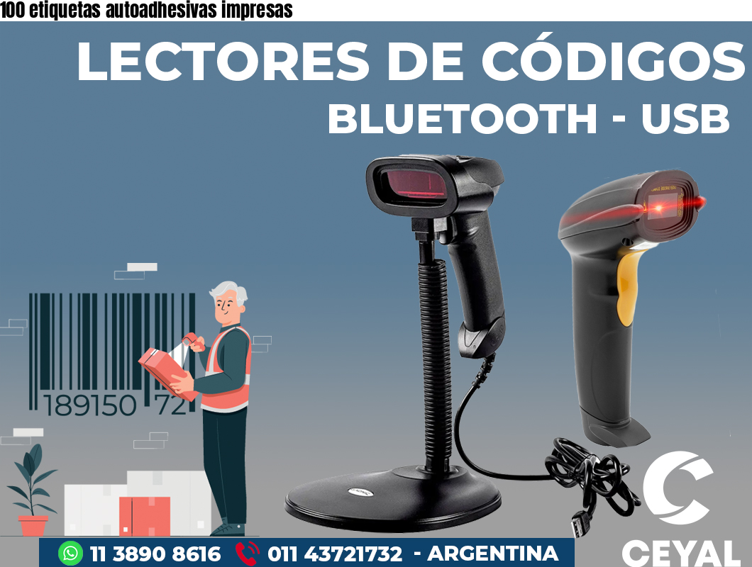 100 etiquetas autoadhesivas impresas