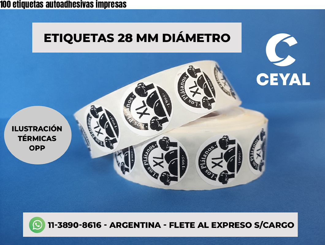 100 etiquetas autoadhesivas impresas