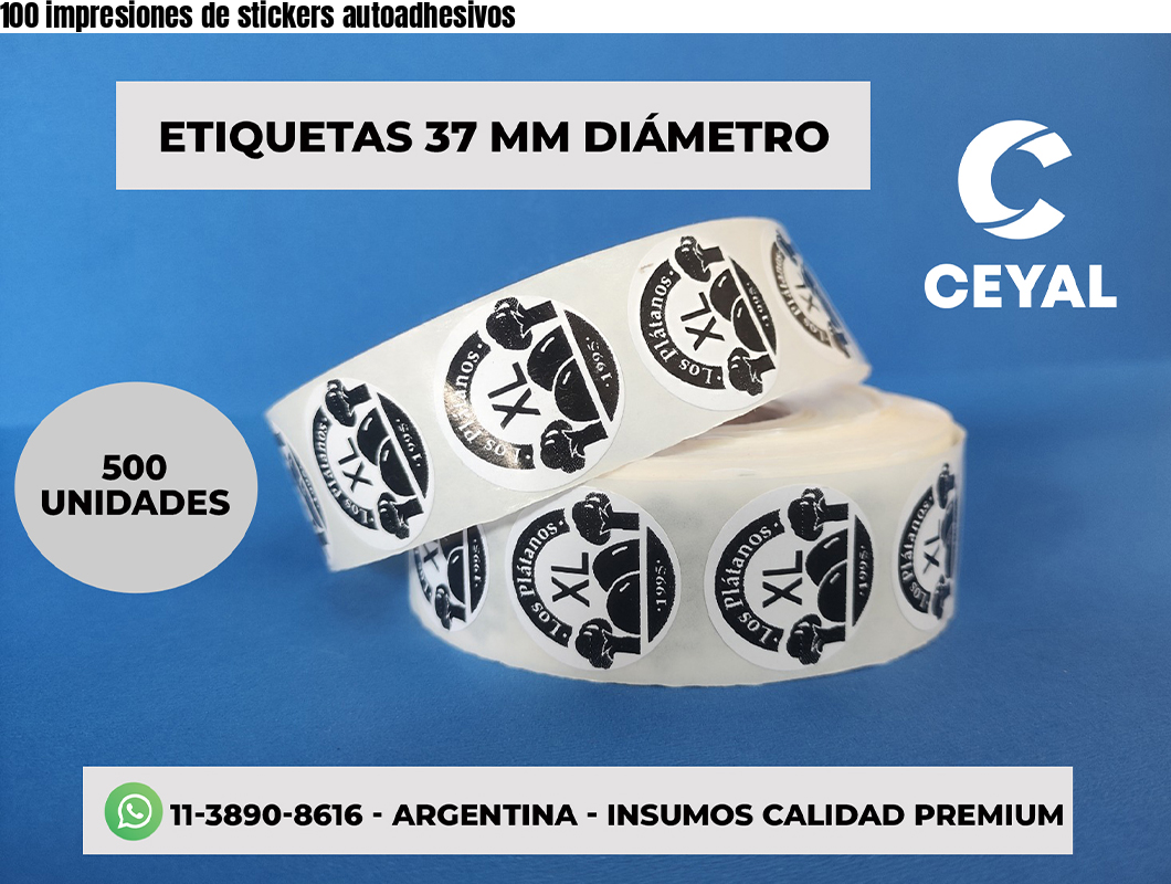 100 impresiones de stickers autoadhesivos