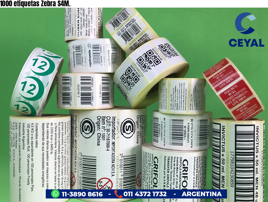 1000 etiquetas Zebra S4M.