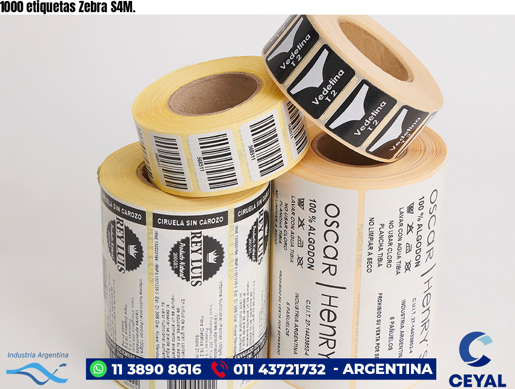 1000 etiquetas Zebra S4M.