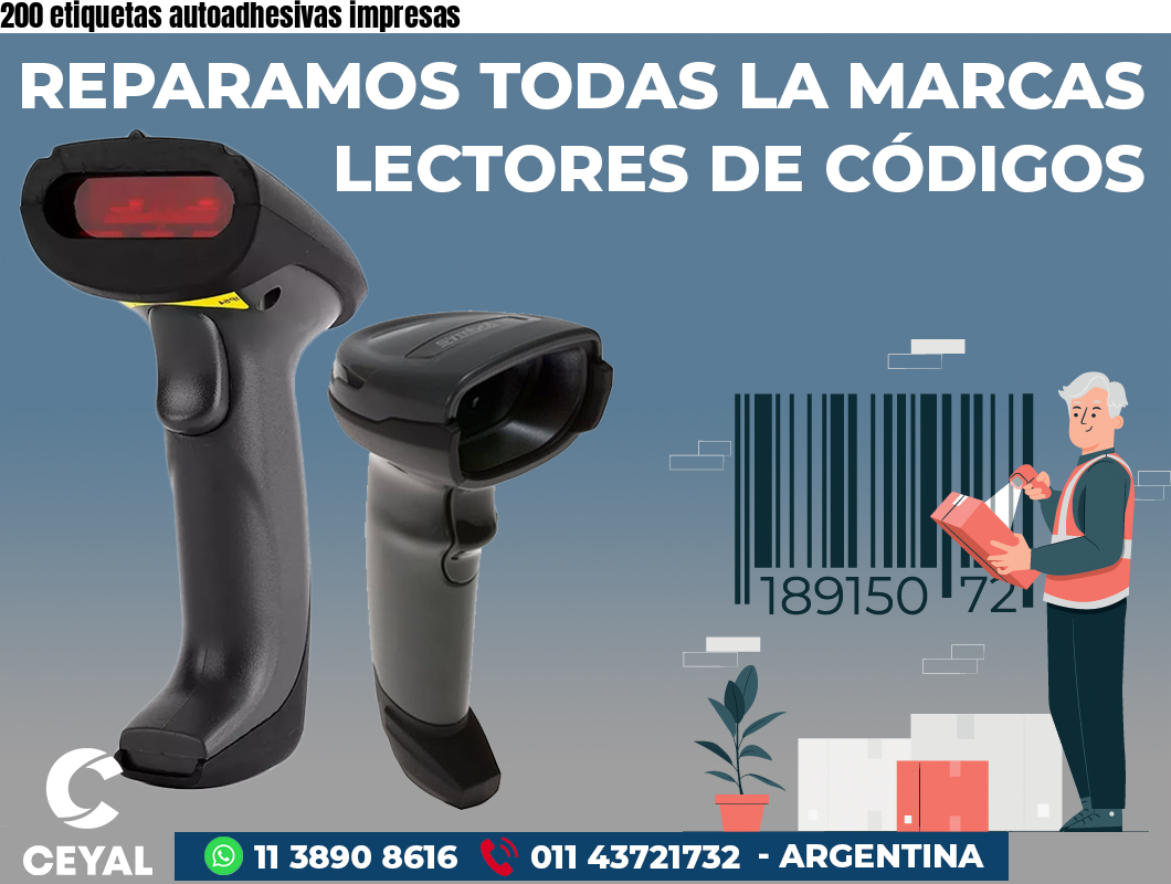 200 etiquetas autoadhesivas impresas