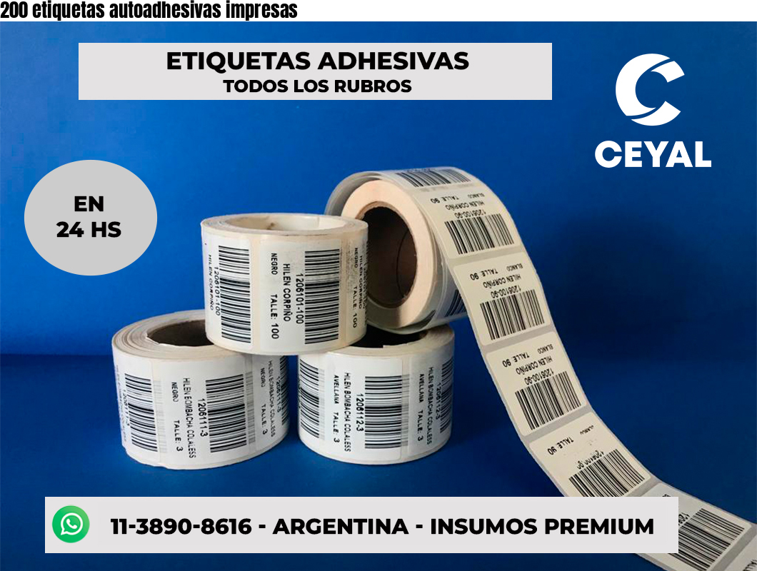 200 etiquetas autoadhesivas impresas