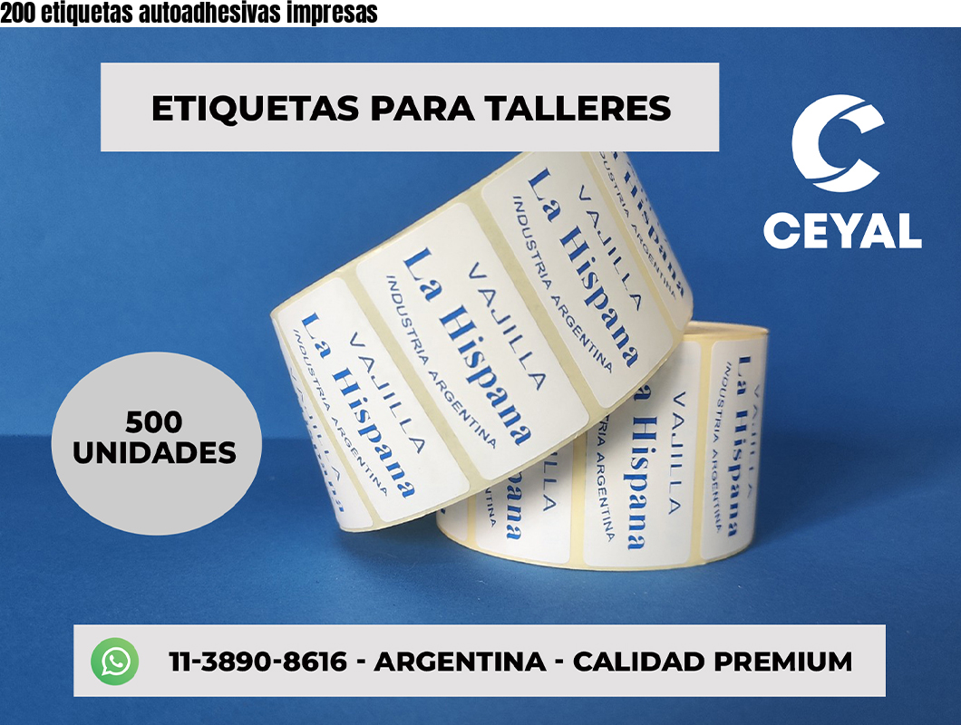 200 etiquetas autoadhesivas impresas