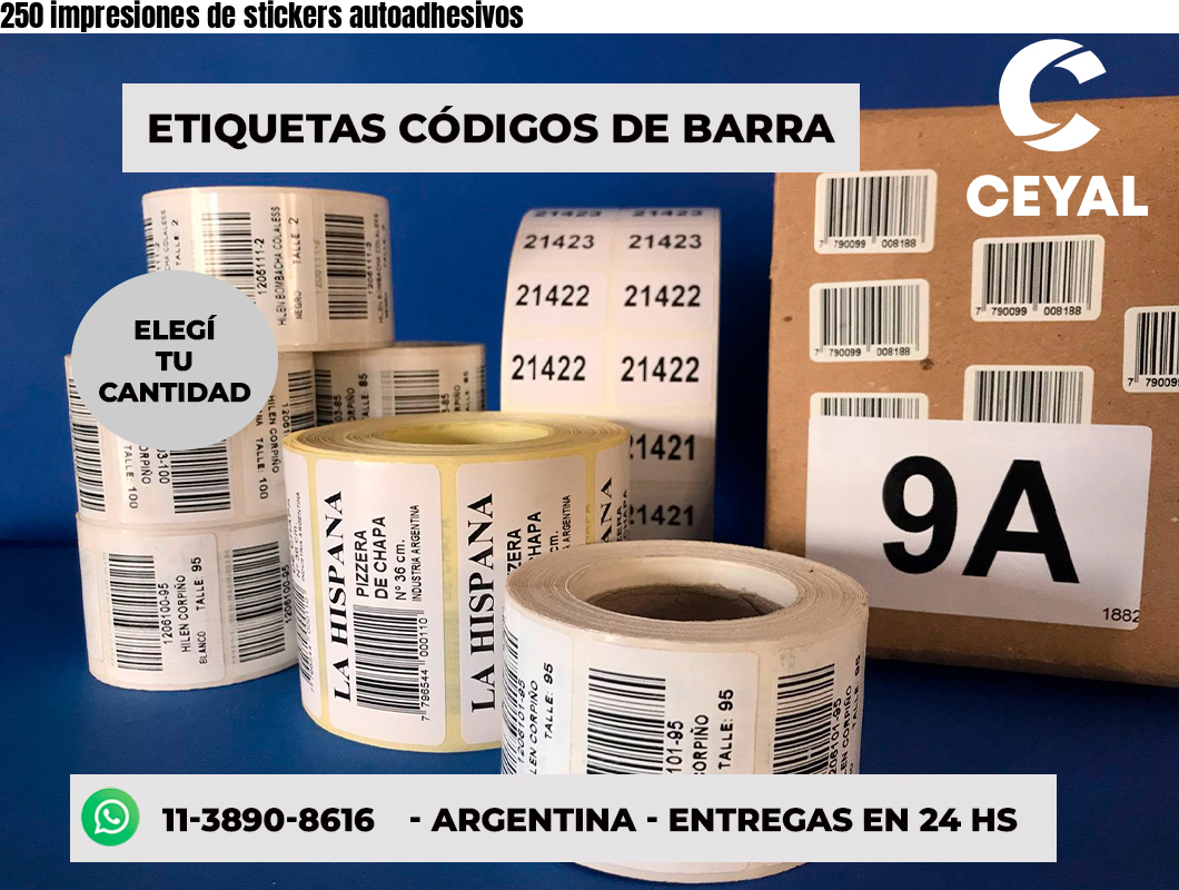 250 impresiones de stickers autoadhesivos
