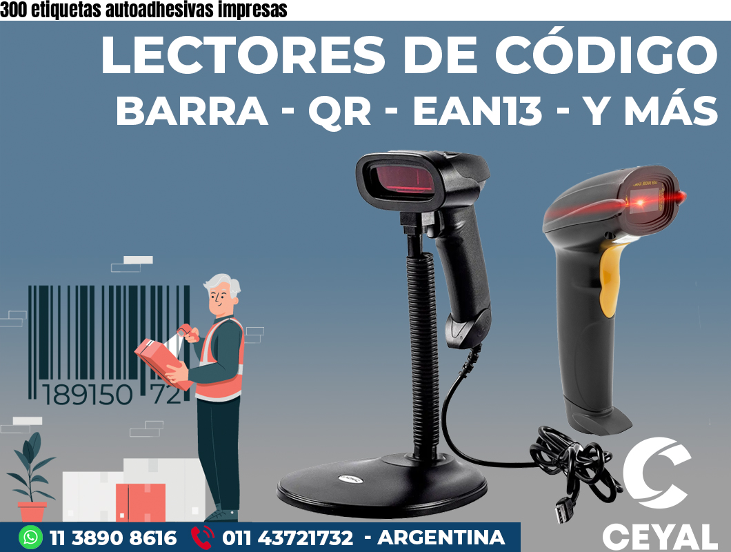300 etiquetas autoadhesivas impresas