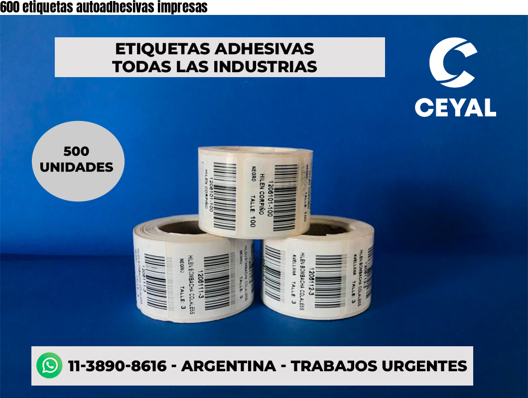 600 etiquetas autoadhesivas impresas