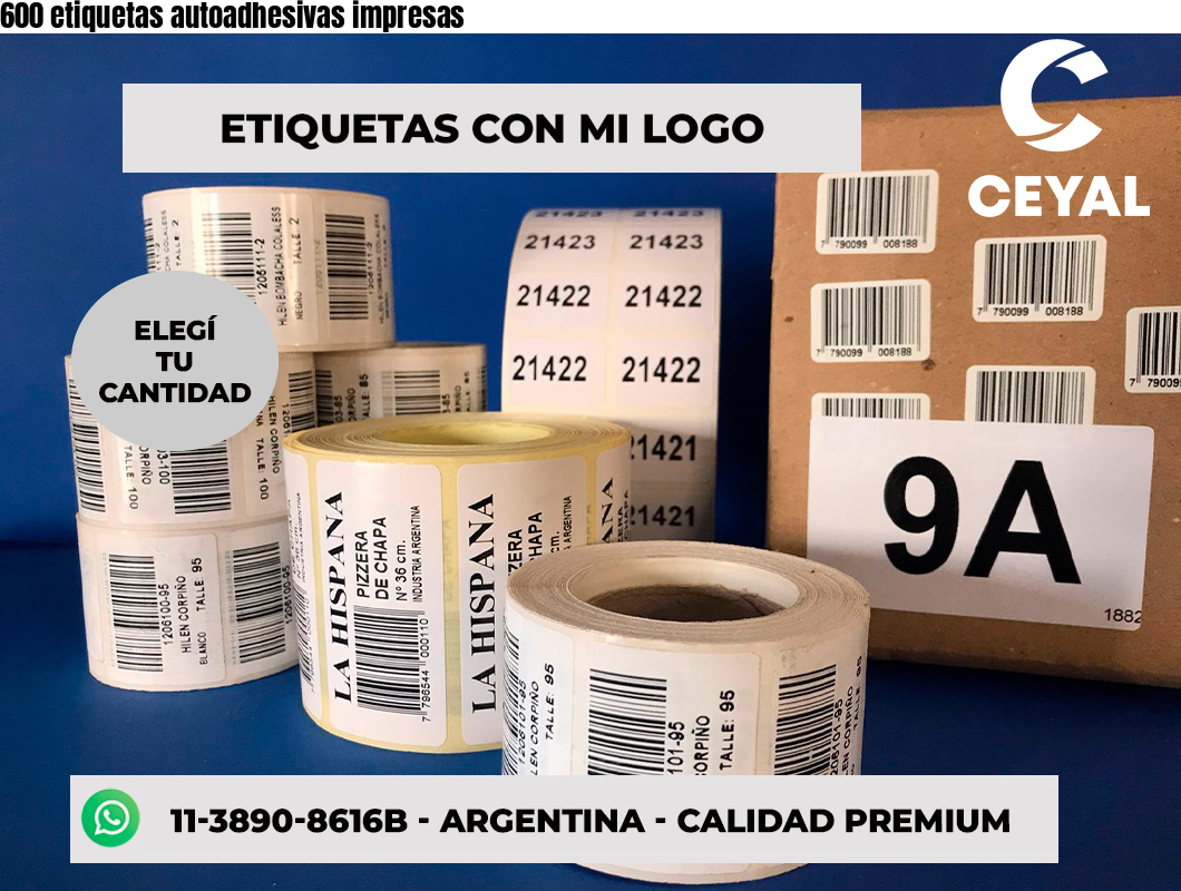 600 etiquetas autoadhesivas impresas