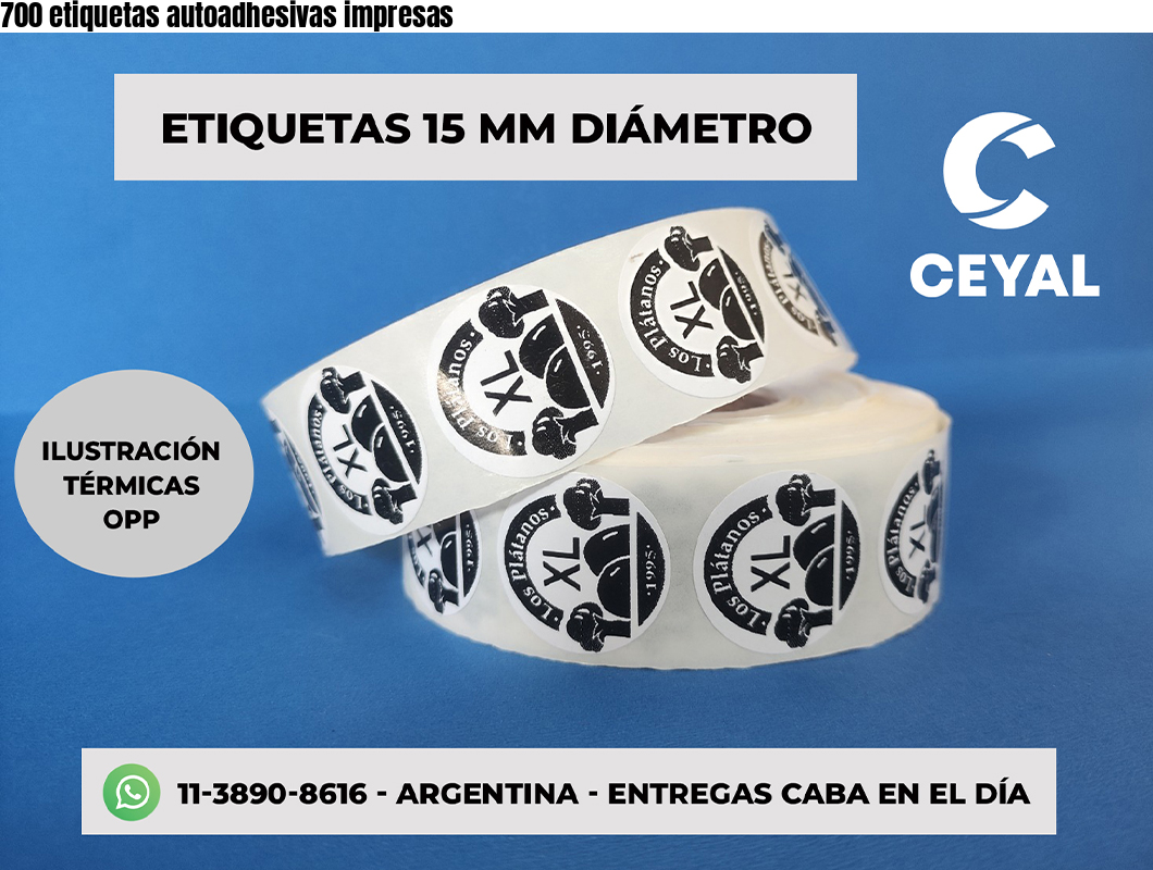 700 etiquetas autoadhesivas impresas