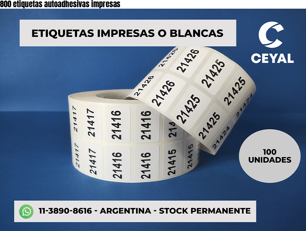 800 etiquetas autoadhesivas impresas
