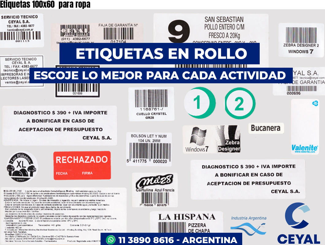 Etiquetas 100x60 para ropa