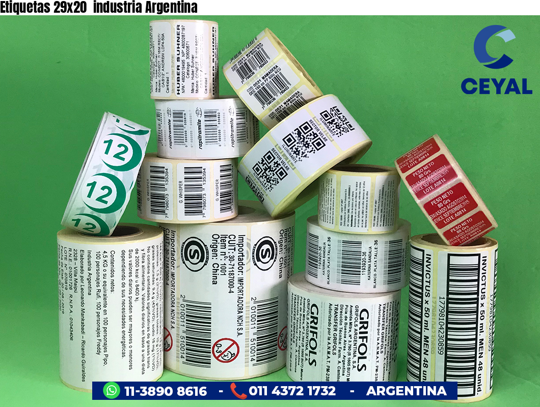 Etiquetas 29x20  industria Argentina