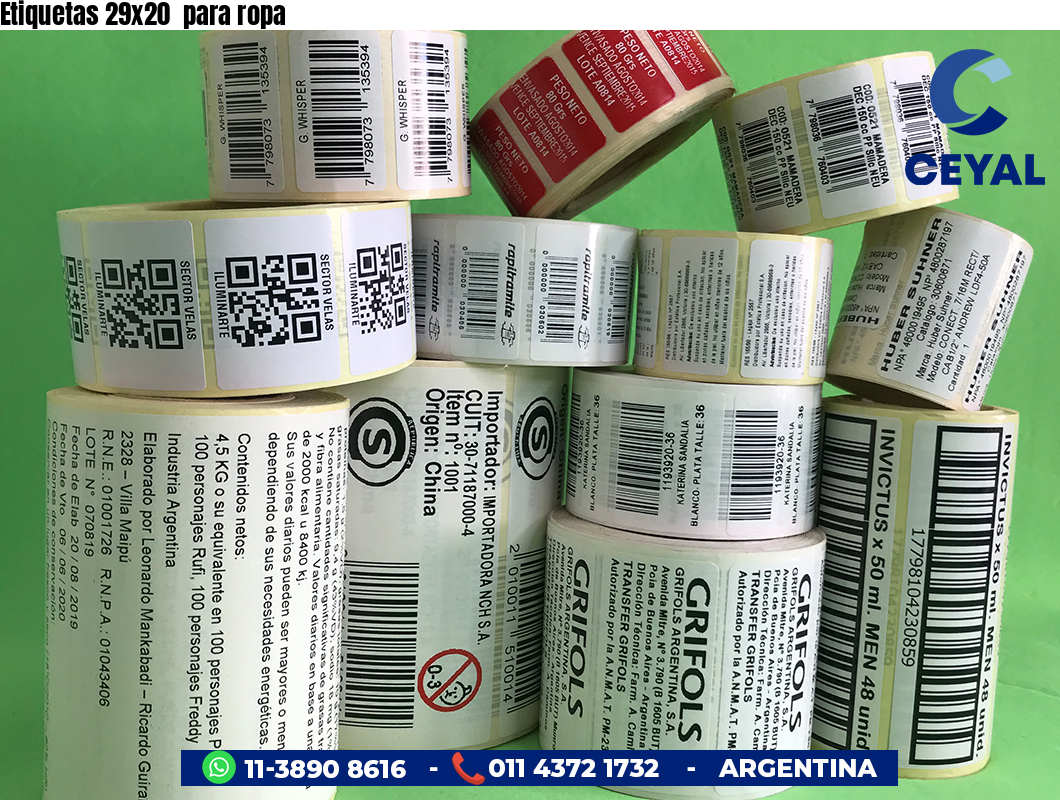 Etiquetas 29x20  para ropa