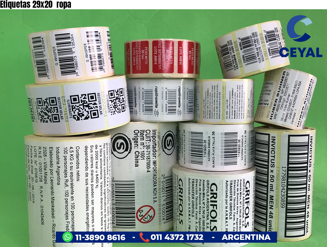 Etiquetas 29x20  ropa