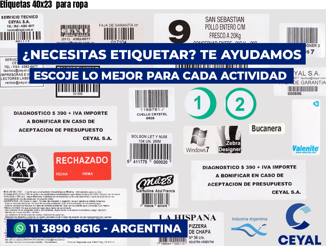 Etiquetas 40x23  para ropa