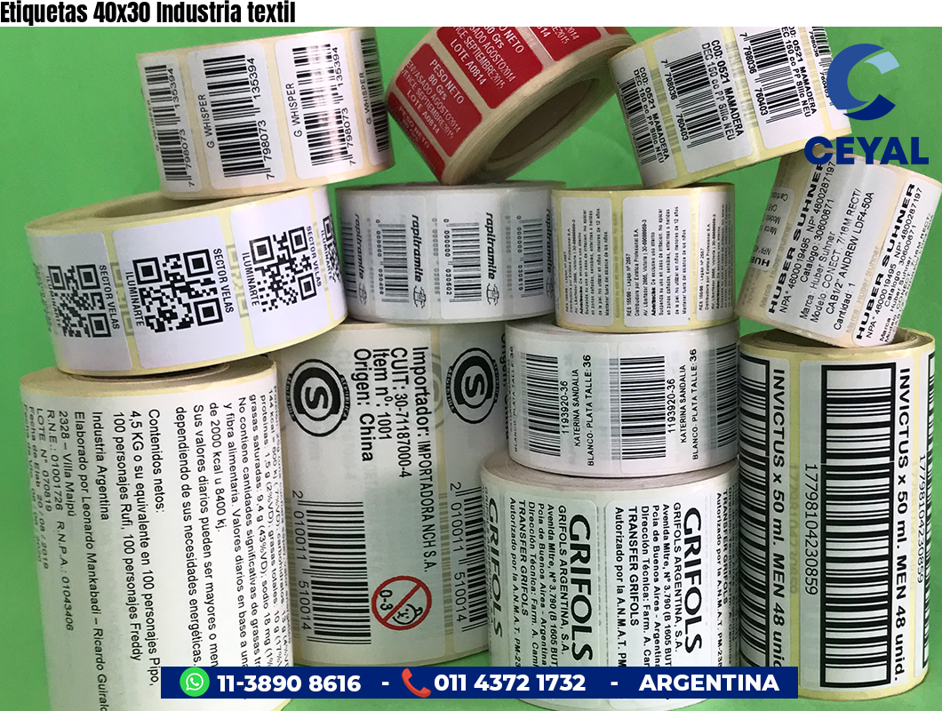 Etiquetas 40x30 Industria textil