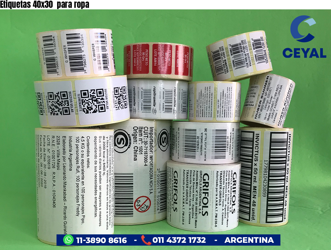 Etiquetas 40x30  para ropa