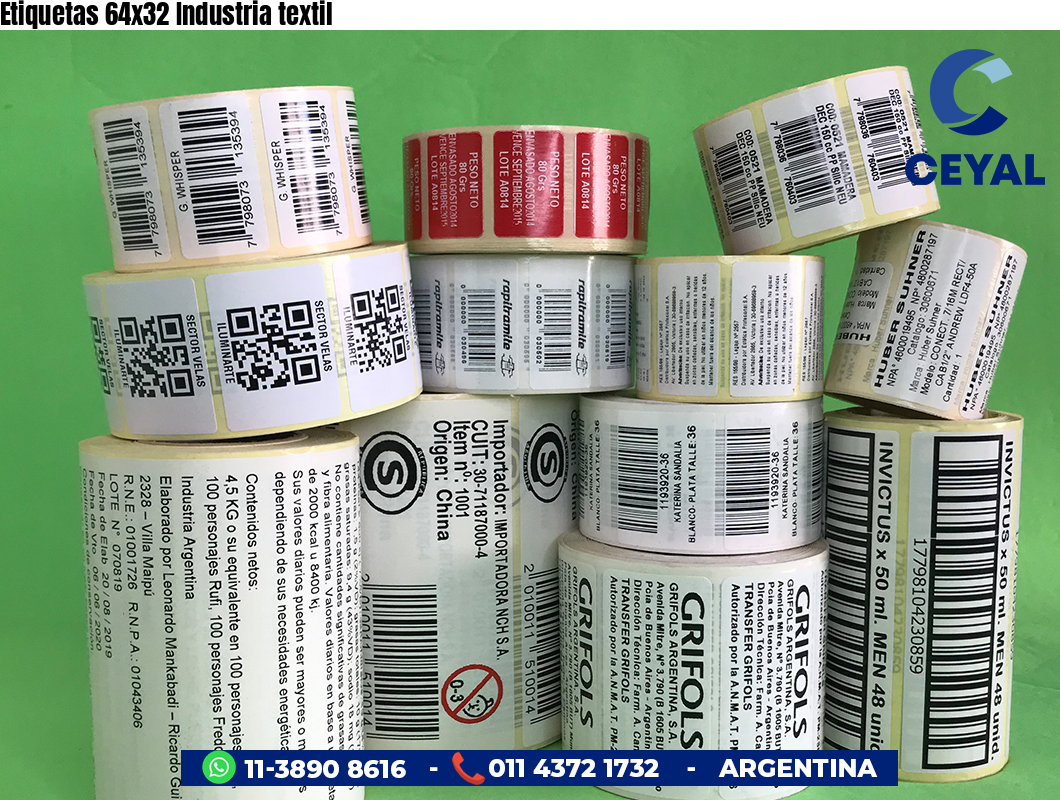 Etiquetas 64x32 Industria textil