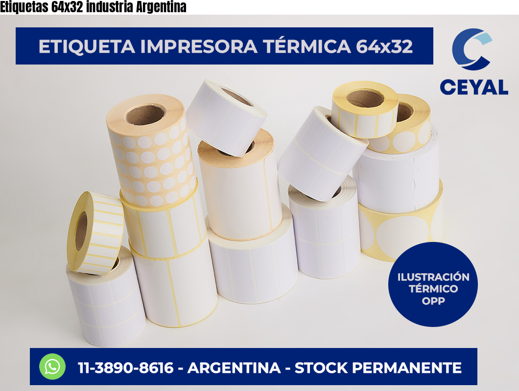 Etiquetas 64×32 industria Argentina
