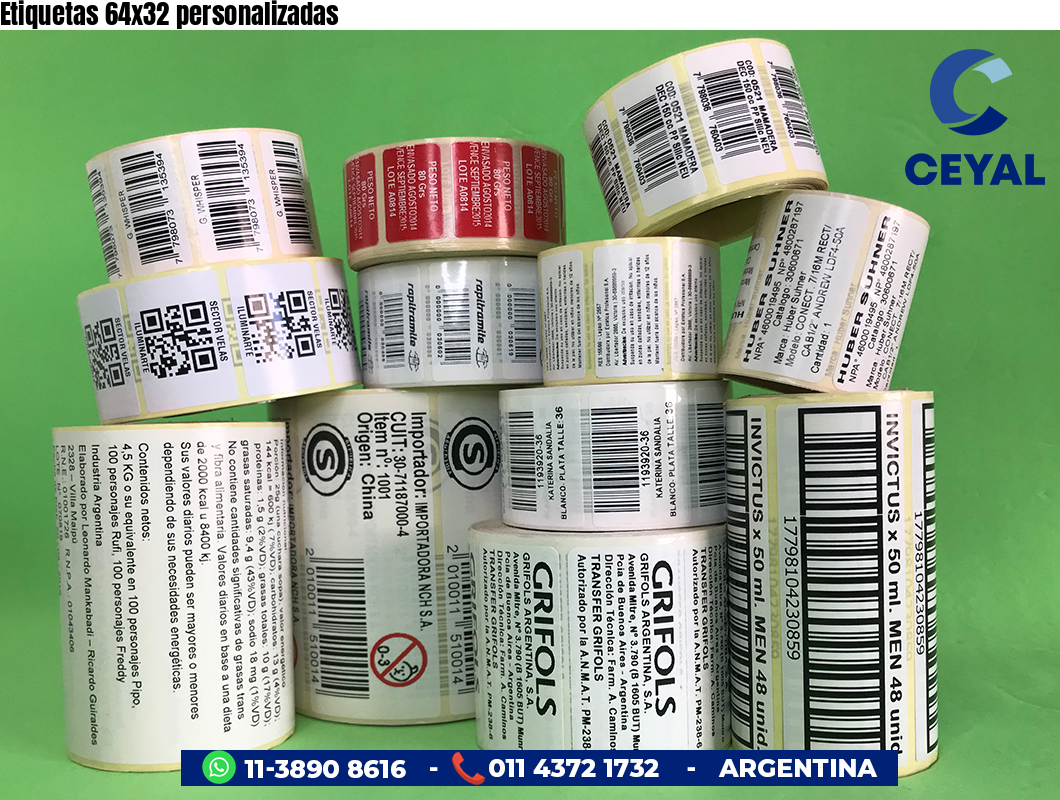 Etiquetas 64x32 personalizadas
