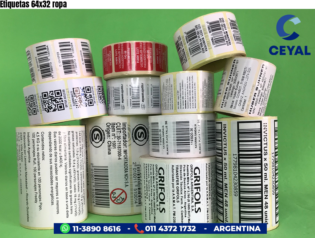 Etiquetas 64x32 ropa