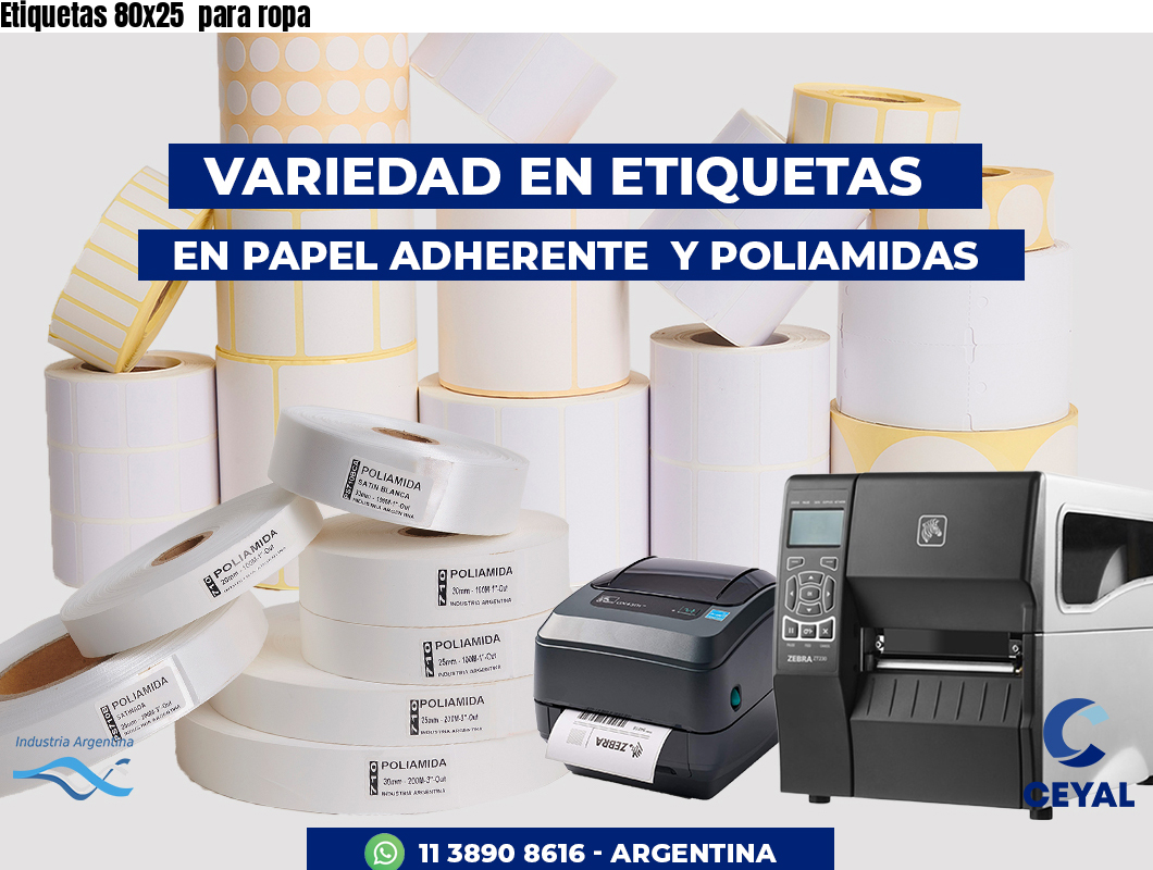 Etiquetas 80x25  para ropa