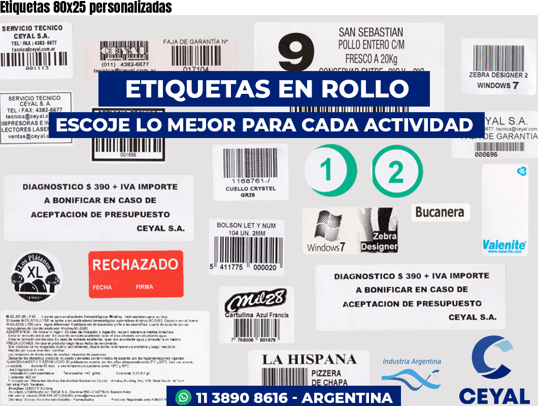 Etiquetas 80x25 personalizadas