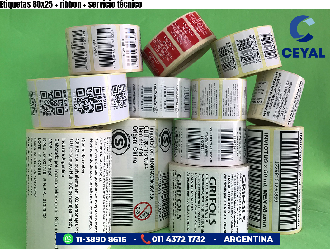 Etiquetas 80x25 ribbon servicio técnico