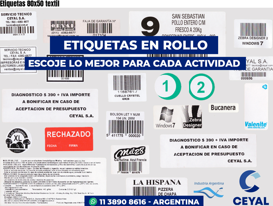 Etiquetas 80x50 textil