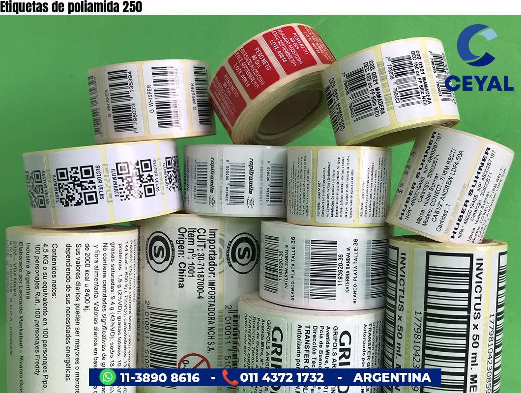 Etiquetas de poliamida 250