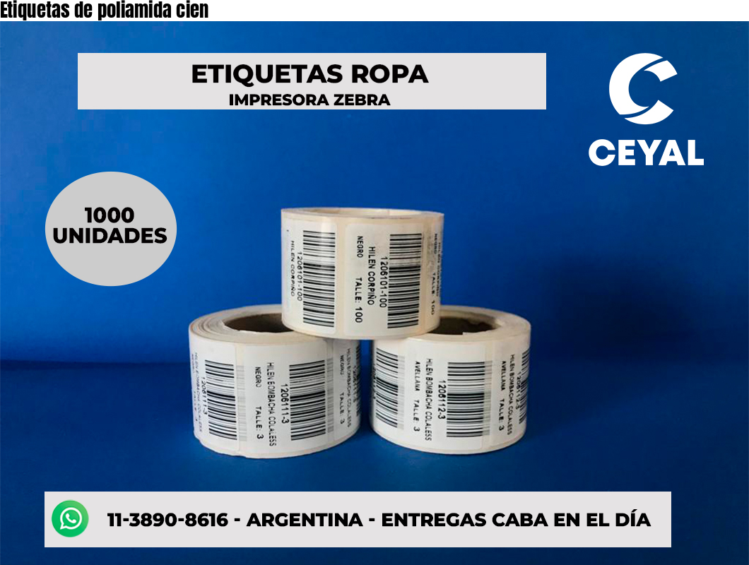 Etiquetas de poliamida cien