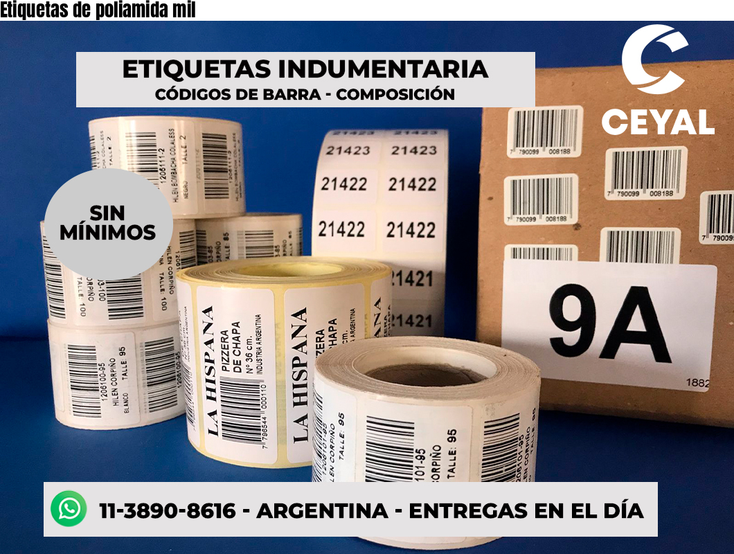 Etiquetas de poliamida mil
