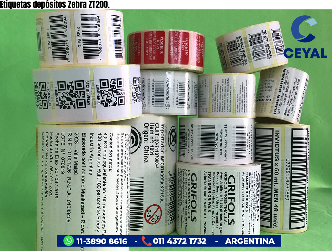 Etiquetas depósitos Zebra ZT200.
