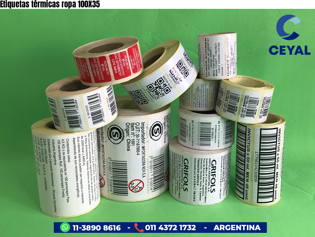 Etiquetas térmicas ropa 100X35