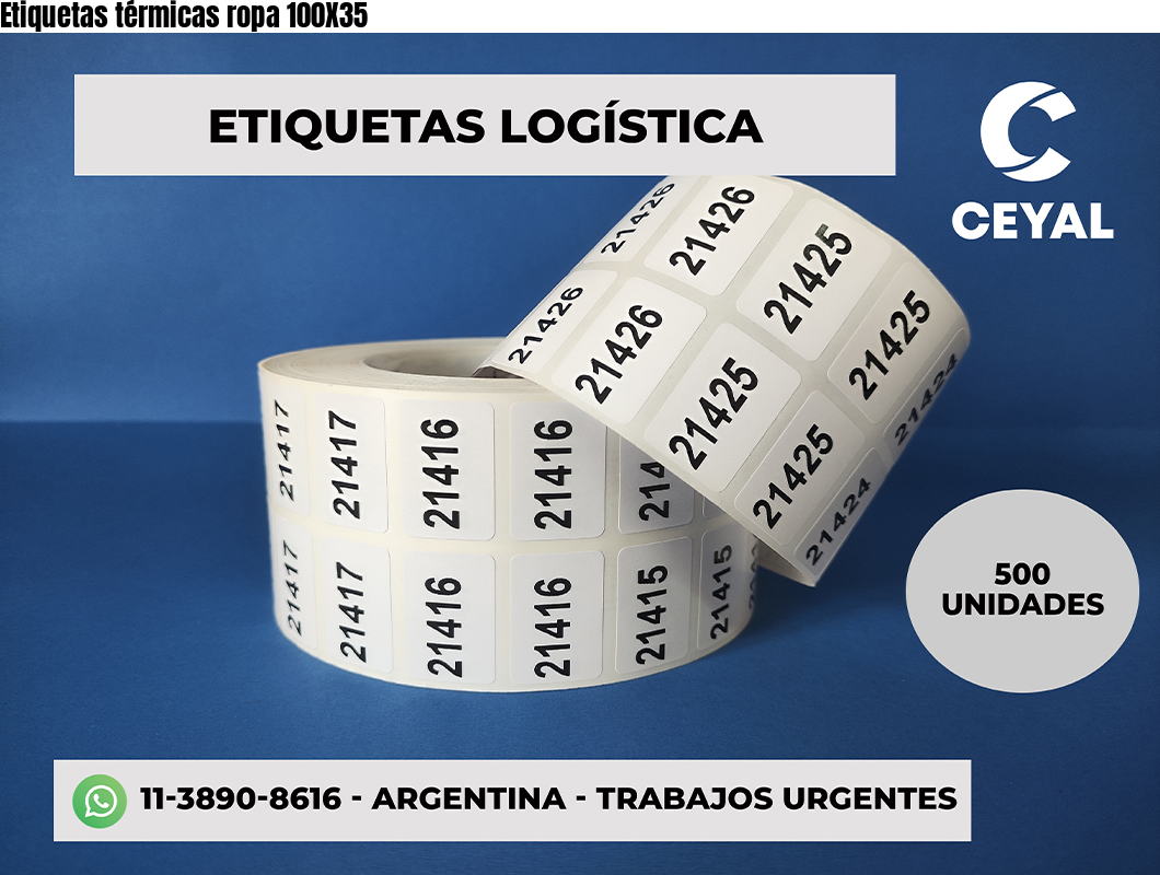 Etiquetas térmicas ropa 100X35
