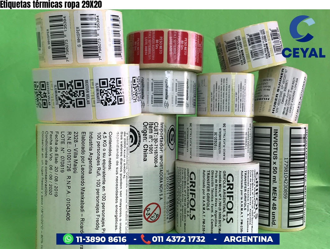 Etiquetas térmicas ropa 29X20