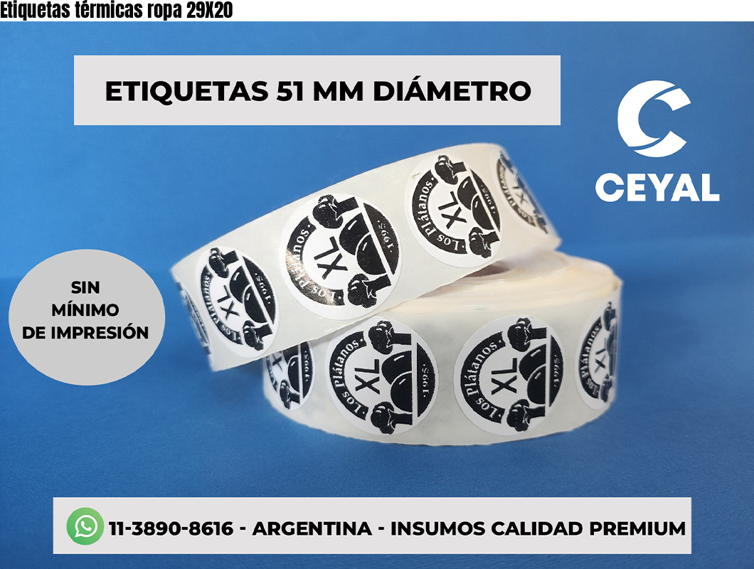 Etiquetas térmicas ropa 29X20