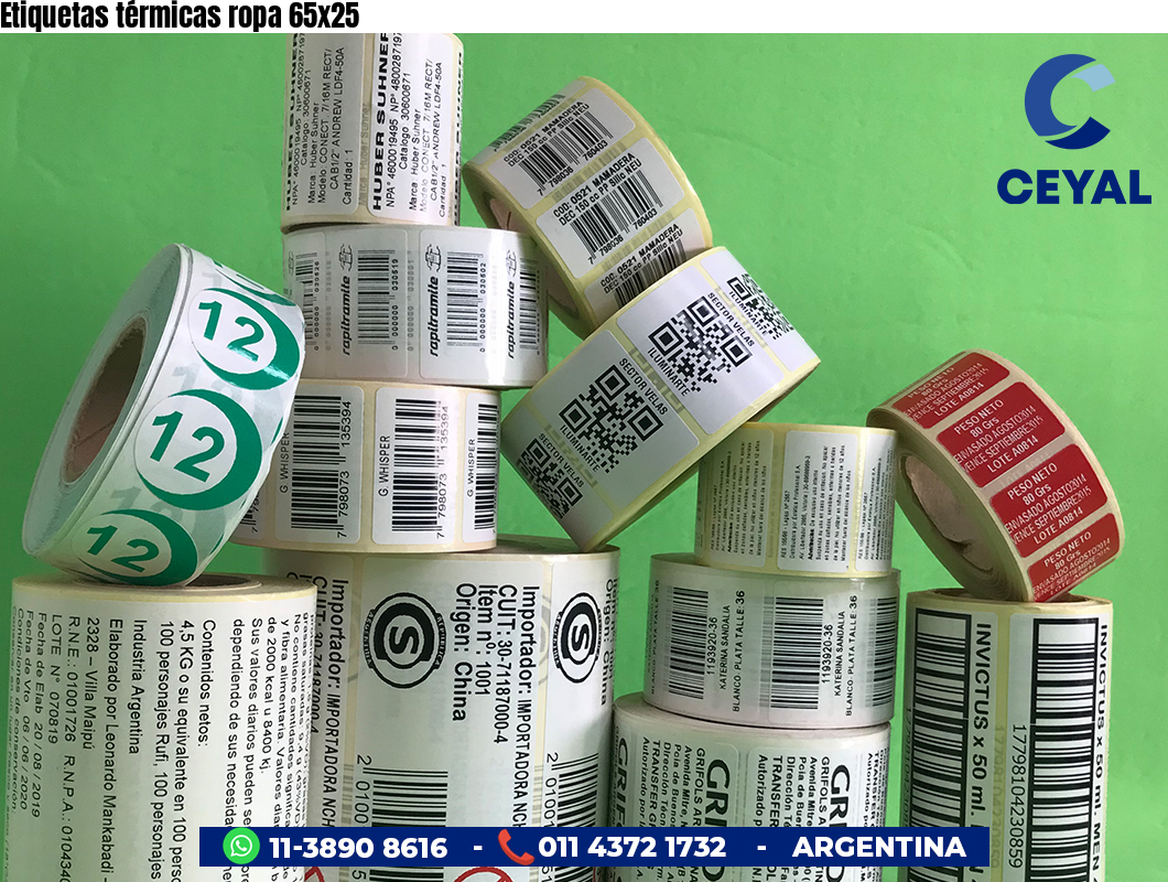 Etiquetas térmicas ropa 65x25