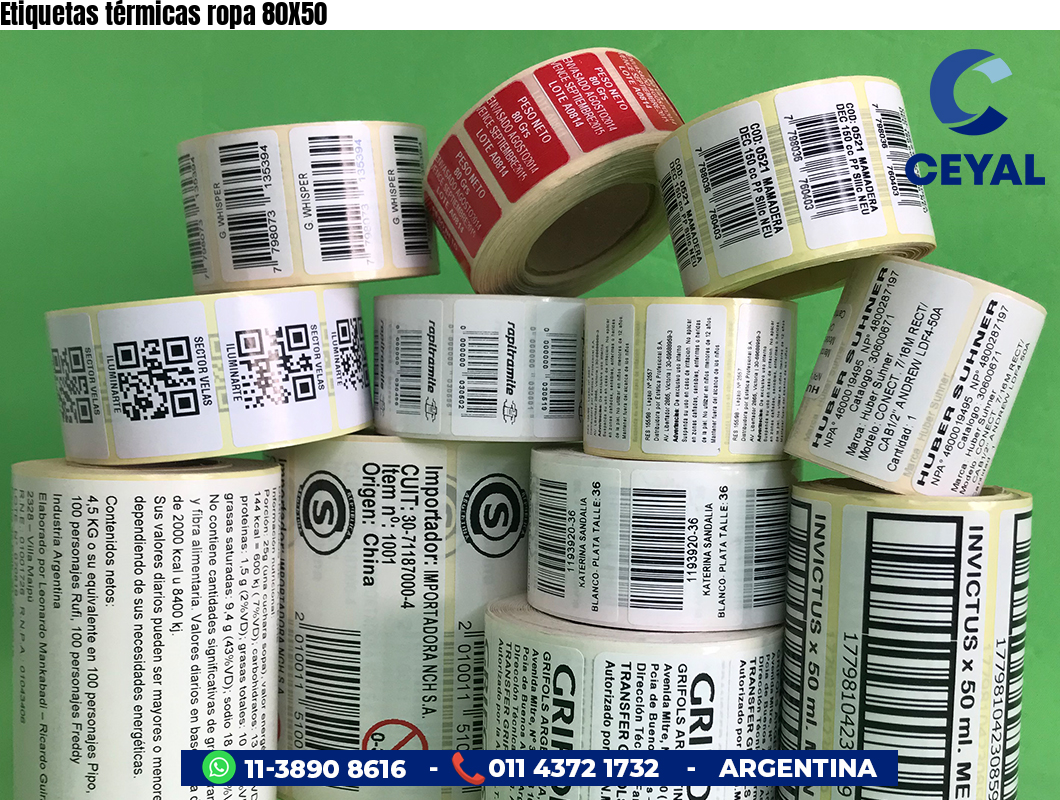 Etiquetas térmicas ropa 80X50