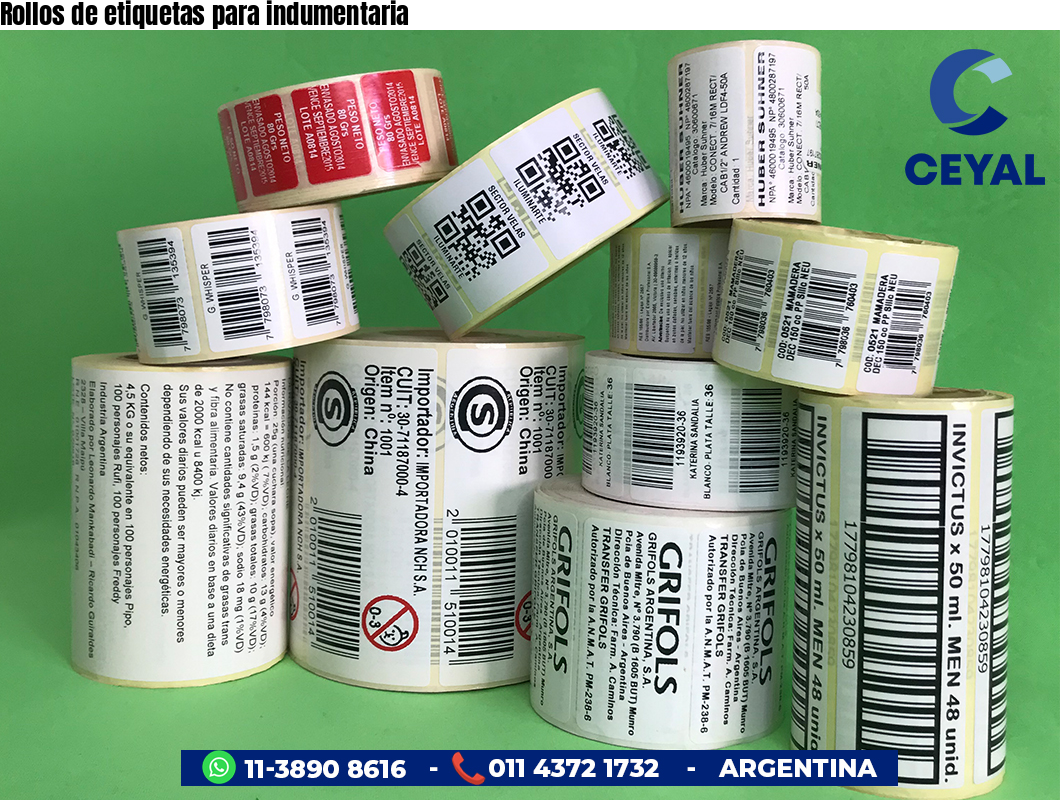 Rollos de etiquetas para indumentaria