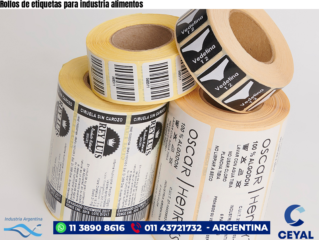 Rollos de etiquetas para industria alimentos