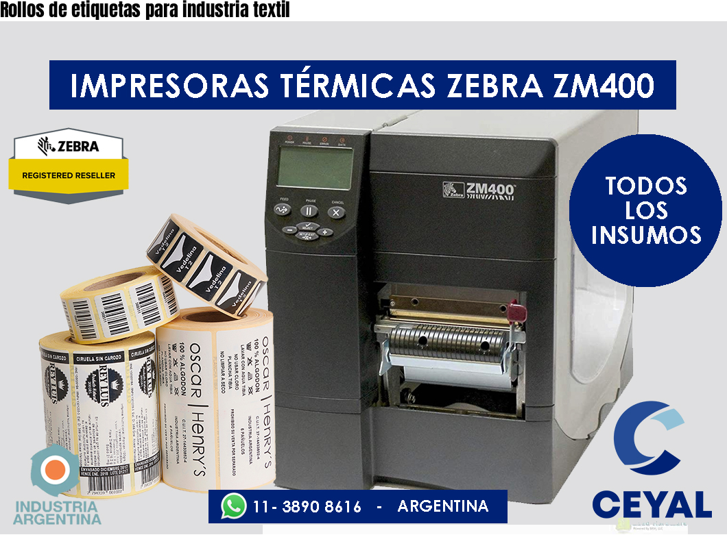 Rollos de etiquetas para industria textil