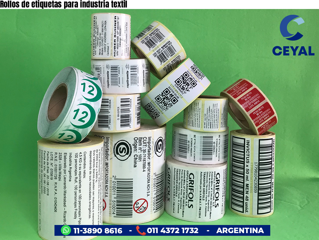 Rollos de etiquetas para industria textil