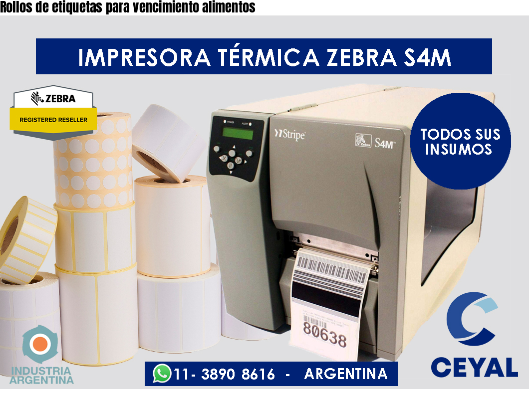 Rollos de etiquetas para vencimiento alimentos