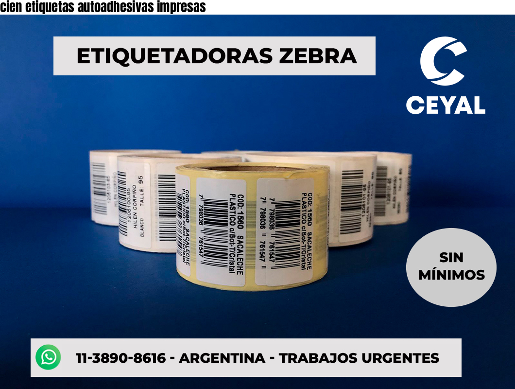 cien etiquetas autoadhesivas impresas
