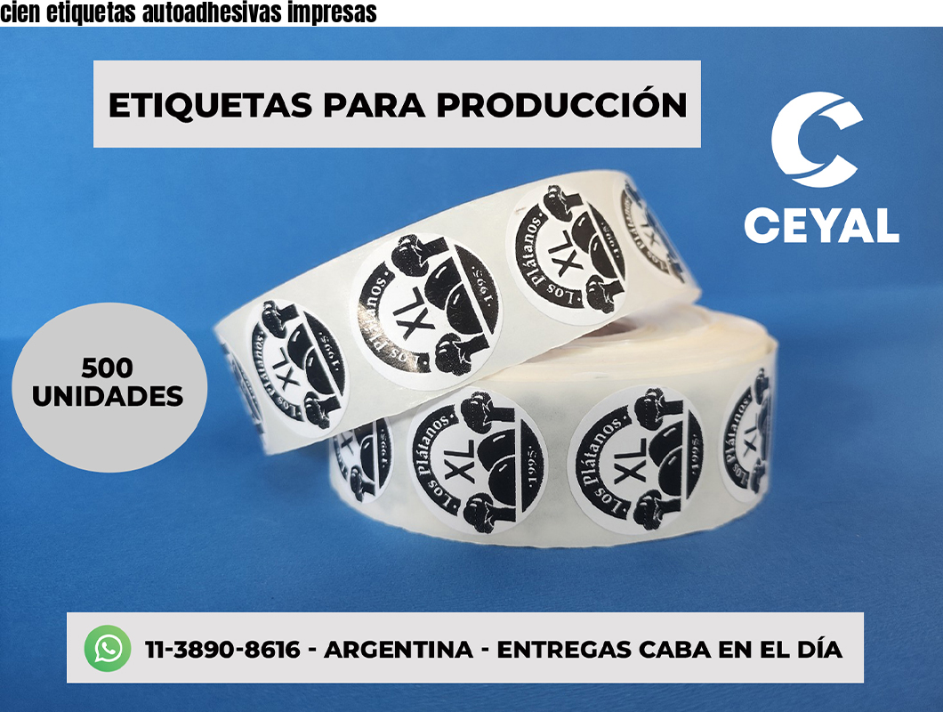 cien etiquetas autoadhesivas impresas