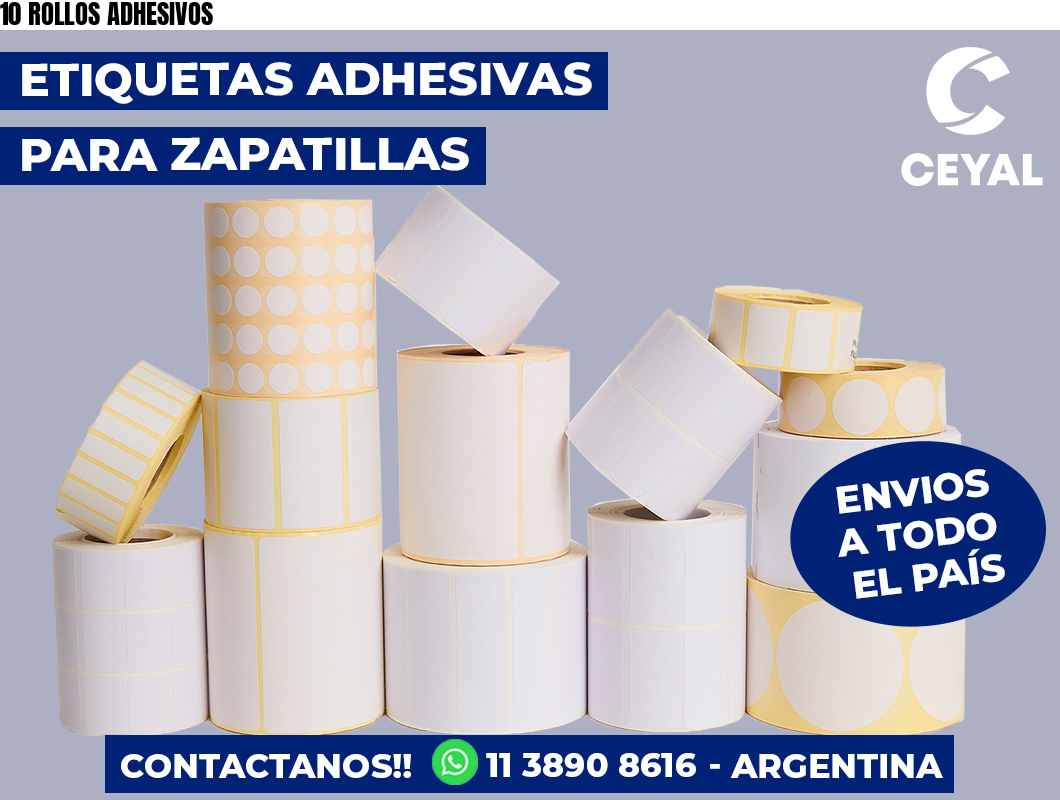 10 ROLLOS ADHESIVOS