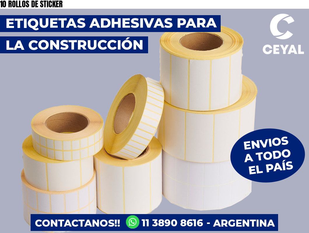 10 ROLLOS DE STICKER