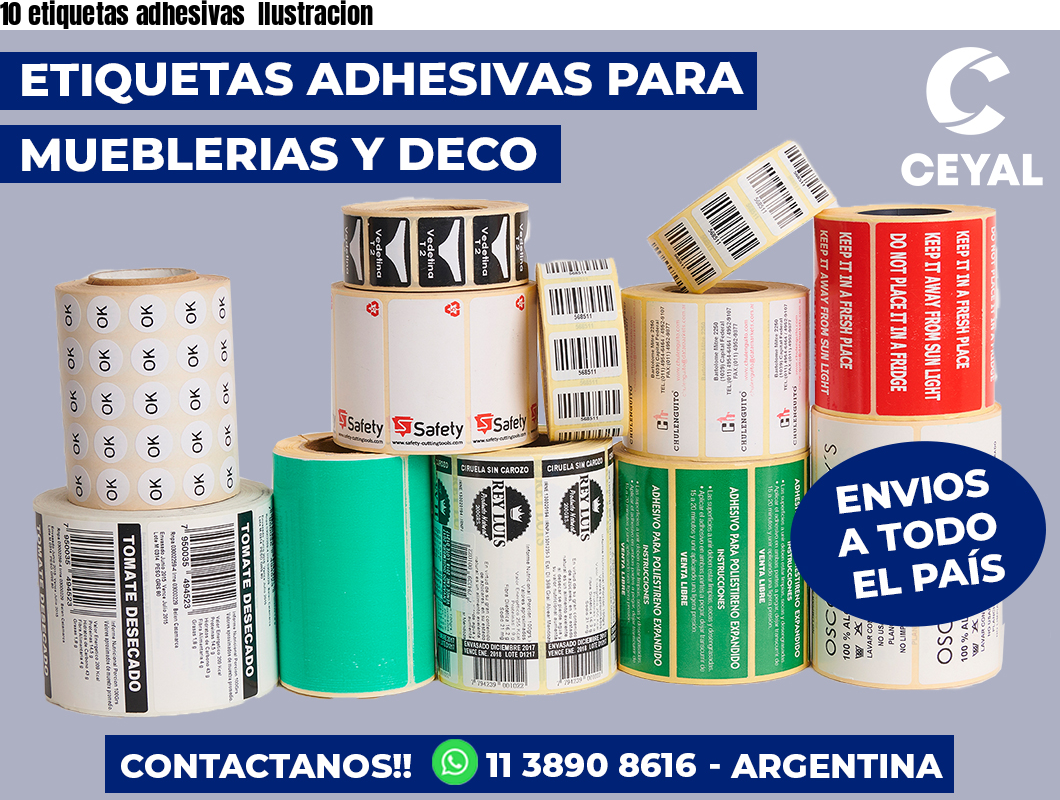 10 etiquetas adhesivas  Ilustracion